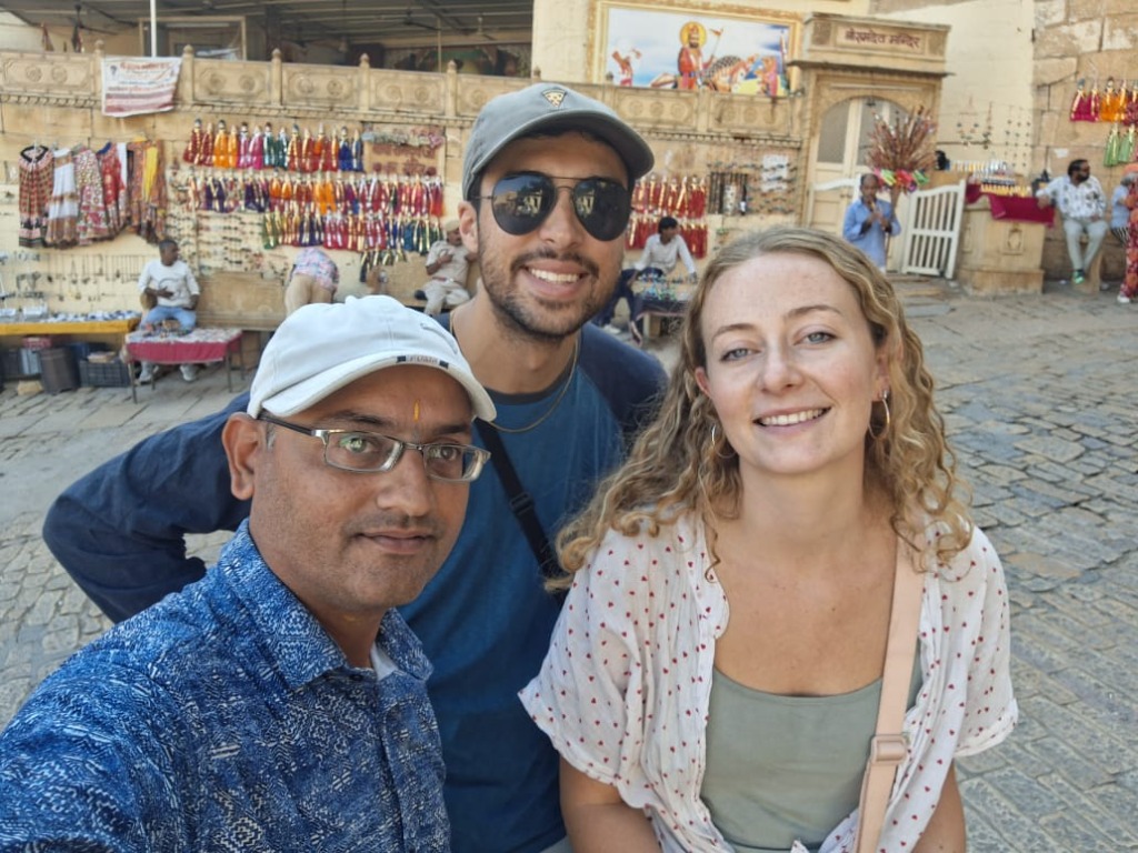 Harry sharing warm and unhurried moments with travellers at the traditional puppet and artisan stalls in Jaisalmer Fort